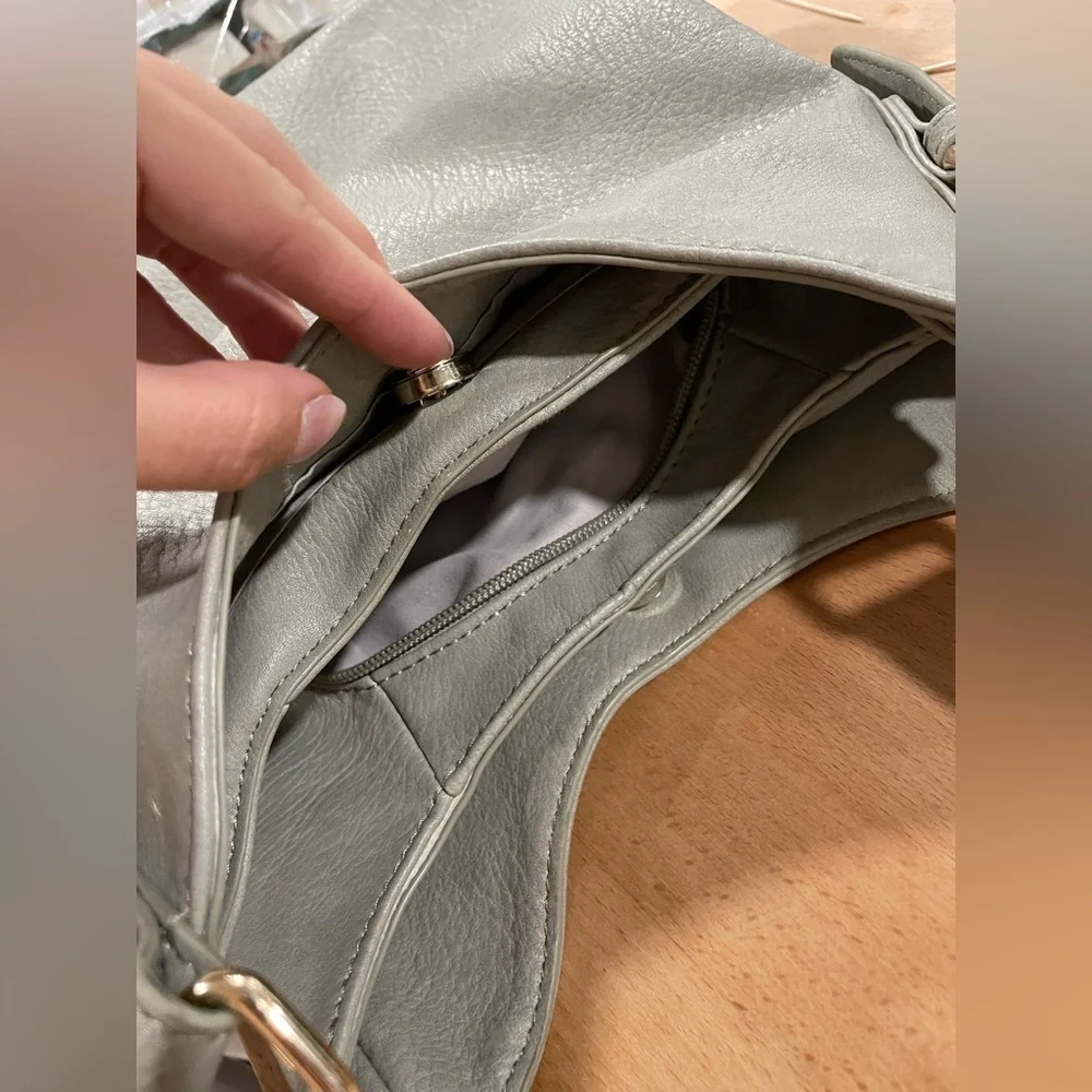 Grey Hobo Bag good condition non branded with gold detail
